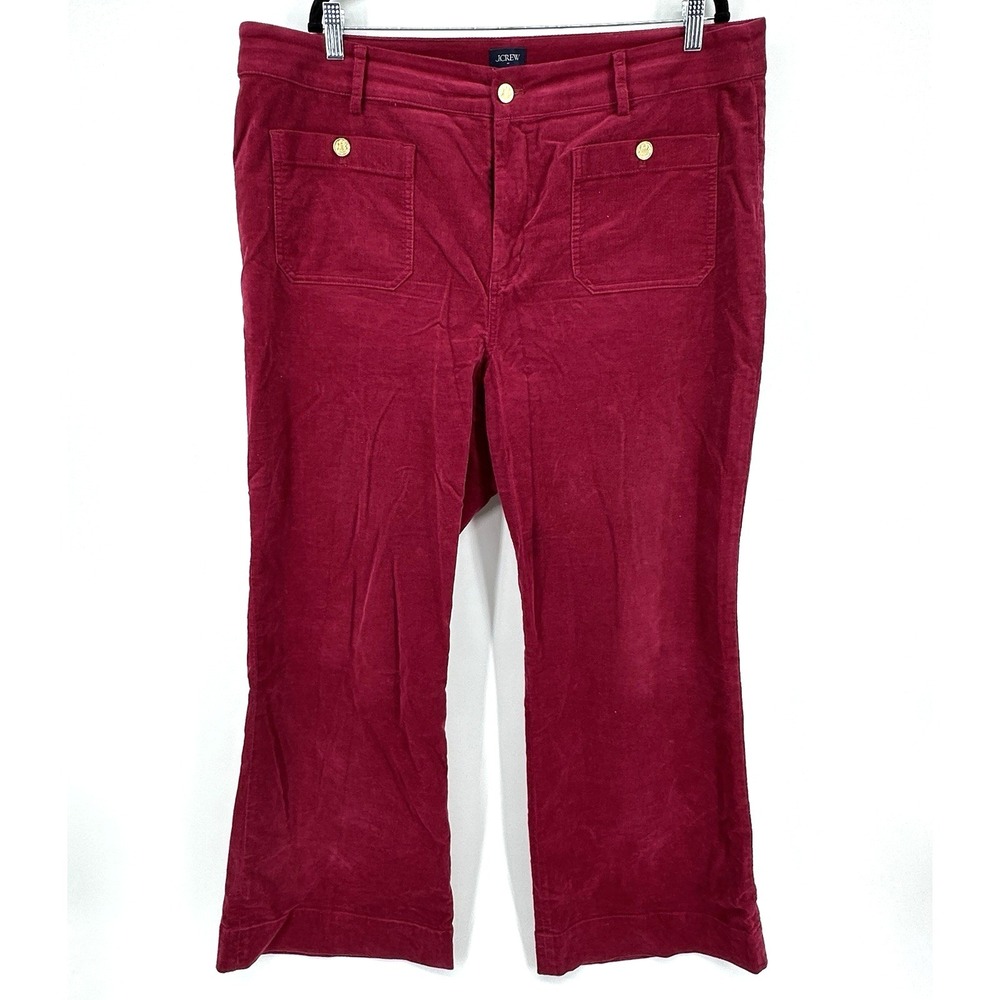 J Crew Factory Womens Corduroy Lizzie Patch Pocket Pant Sz 35 Bright Burgundy